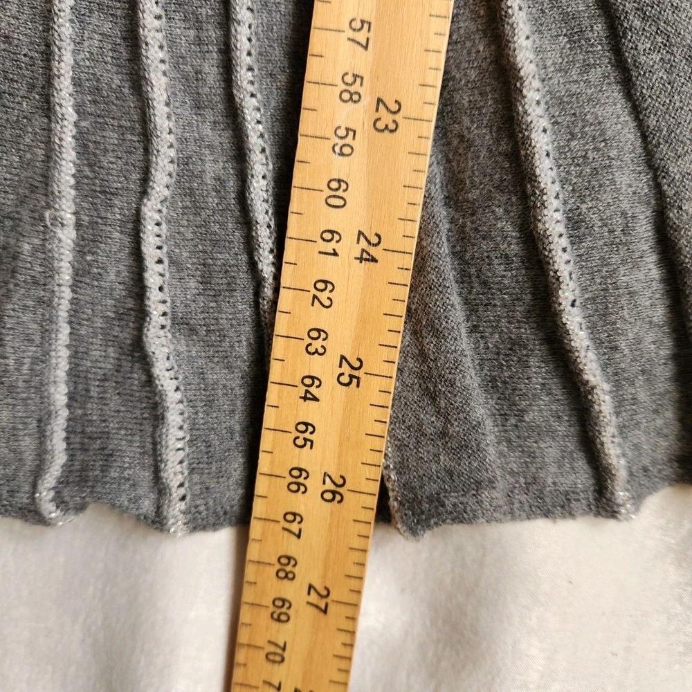 Anthropologie Knitted & Knotted Cardigan Sweater Pleated Open Silver Gray Size L - Picture 7 of 7
